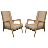 Pair of Blond Alderwood Armchairs by Etienne Henri Martin