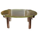 Round St. Gobain Glass Coffee Table w/ Chrome Legs by Atelier A