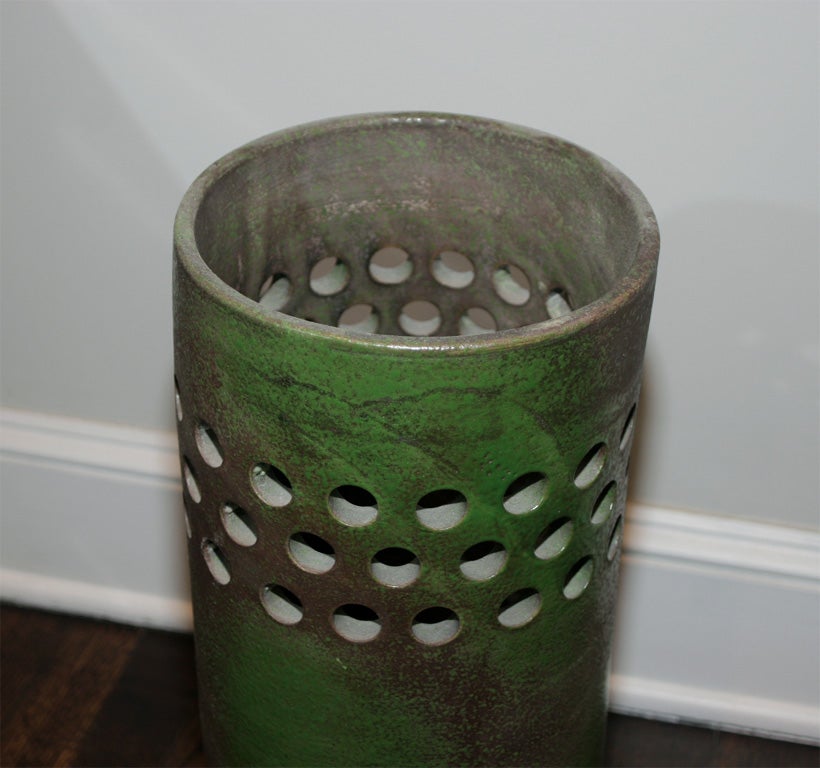 Italian Green Ceramic  Umbrella Stand by Rosenthal Netter