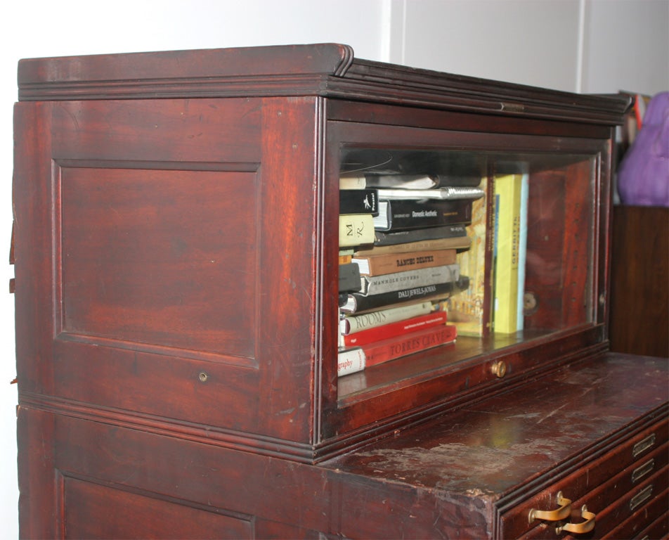 19th Century Mahogany Stacking File / Flat File Cabinet