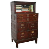 Antique Mahogany Stacking File / Flat File Cabinet