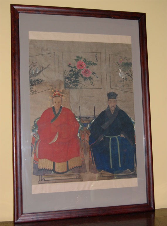 Ancestor Portrait, China, Circa 1840 / 1860, Beautifully Framed, We have two different Ancestor Portraits of these two figures, together they make a stunning pair when hung ont he wall, and also look perfect separetly, sold individualy...