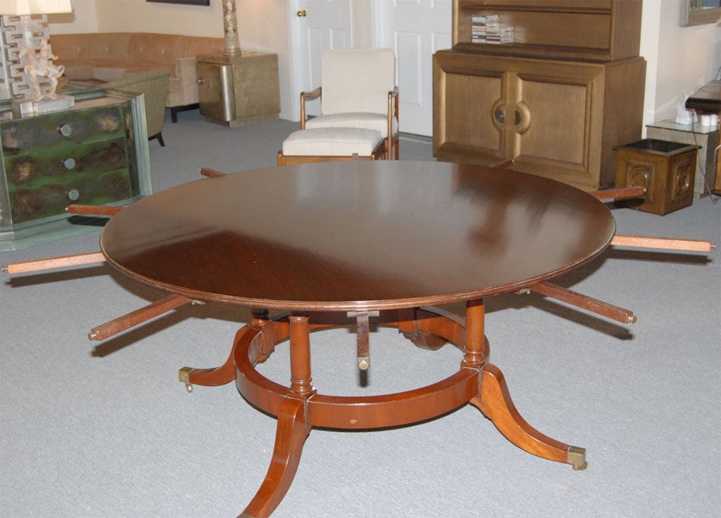 EXQUISITE NEO-CLASSICAL STYLE EXPANDABLE MAHOGANY DINING TABLE 5