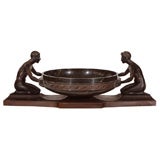 French Art Deco Bronze and Marble Bowl