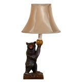 19th C. Black Forest Bear holding Ball Lamp
