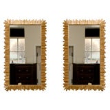 Pair of Gorgeous 22kt Gold Bark Mirrors