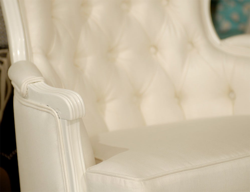 Pair of Tufted White Chairs For Sale at 1stDibs