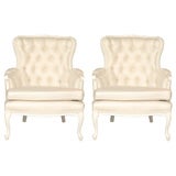 Pair of Tufted White Chairs