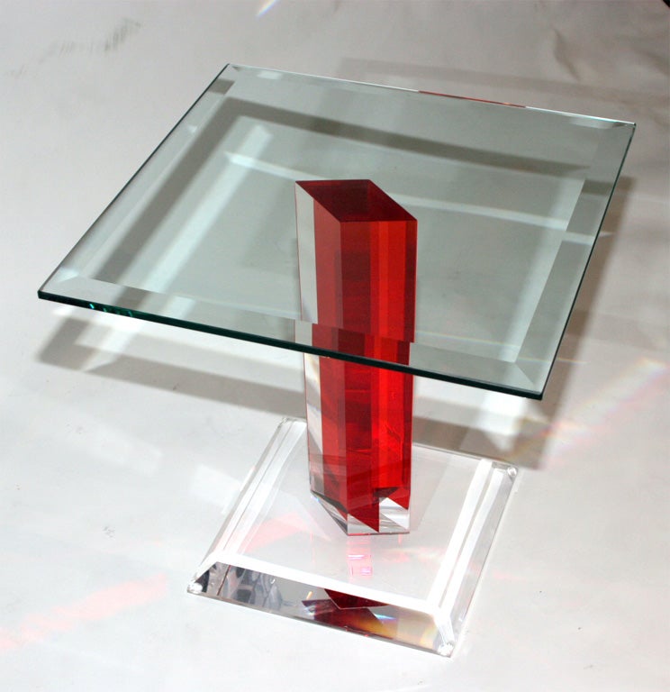 Op-Art Lucite Side Table