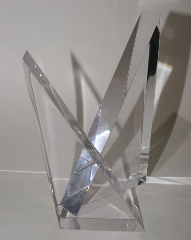 Lucite Triangle Sculptures by Ritts Company In Excellent Condition In New York, NY