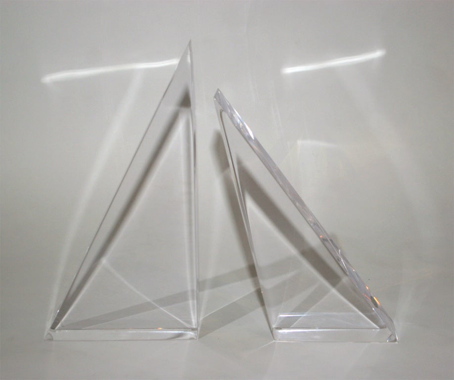 Lucite Triangle Sculptures by Ritts Company 1