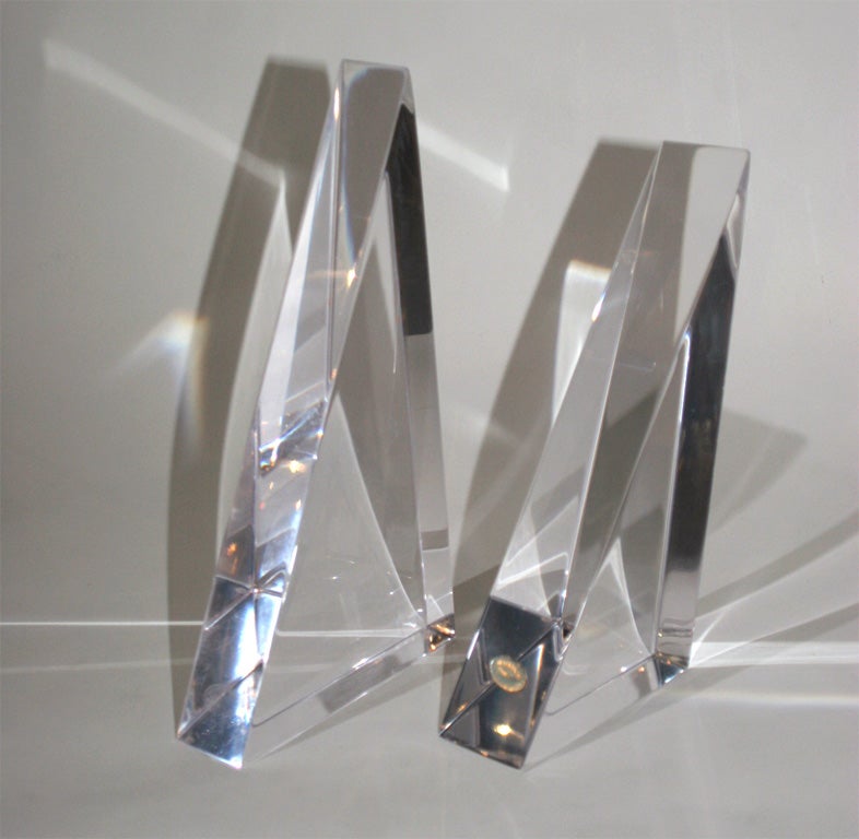 Lucite Triangle Sculptures by Ritts Company 2