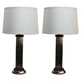 Pair of Machine Age Glass Rod Lamps