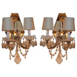 Pair of  Mirrored & Cut Crystal Sconces
