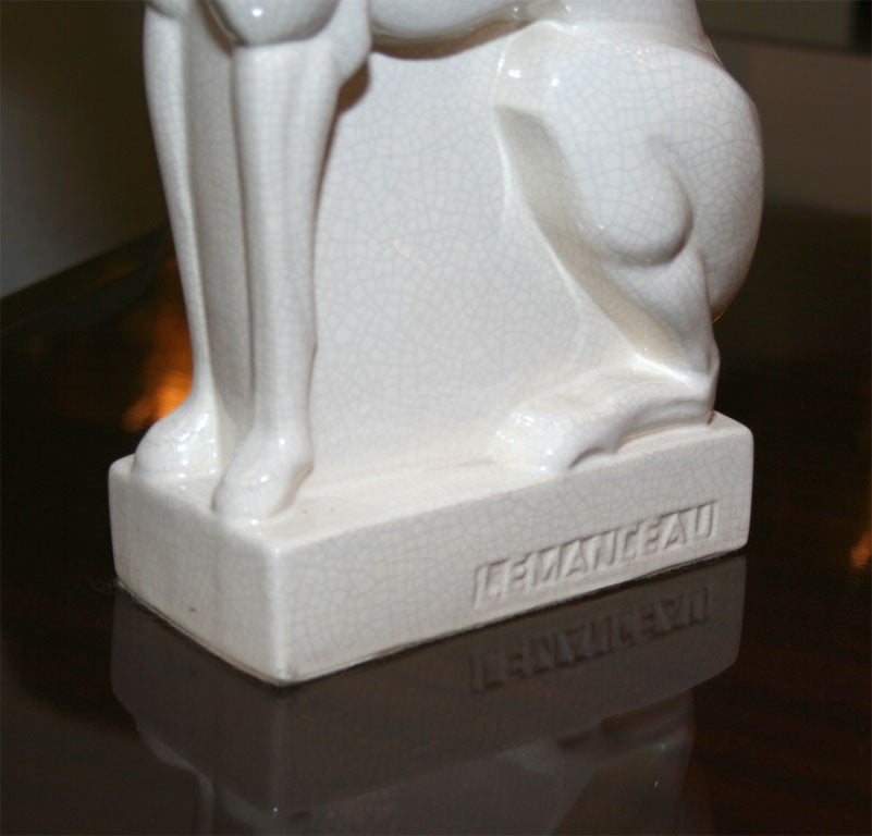 Art Deco Ceramic Greyhound by Duquenne