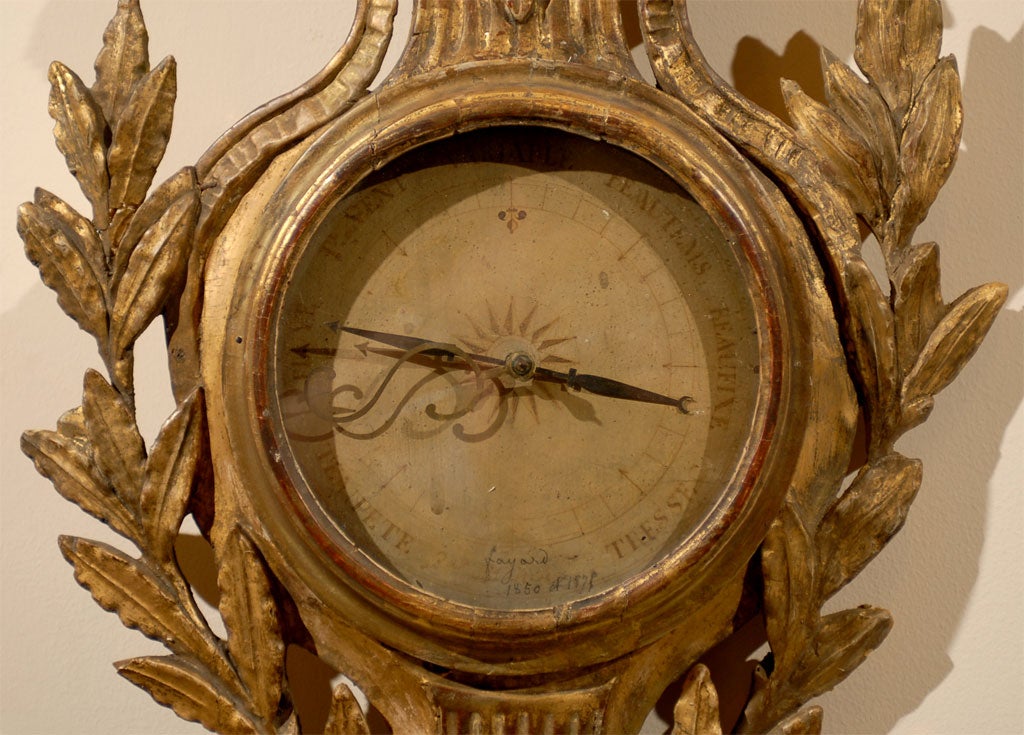 Late 18th Century Louis XVI Period Gilt-wood Barometer with Globe, c. 1790 For Sale