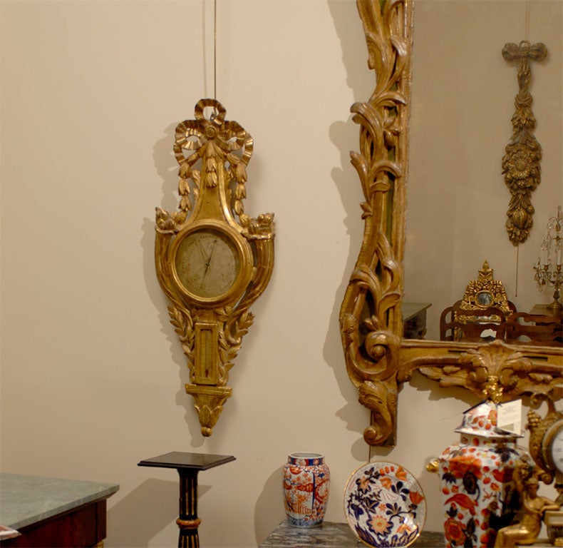 Signed Louis XVI period Gilt-Wood Barometer, France c. 1780