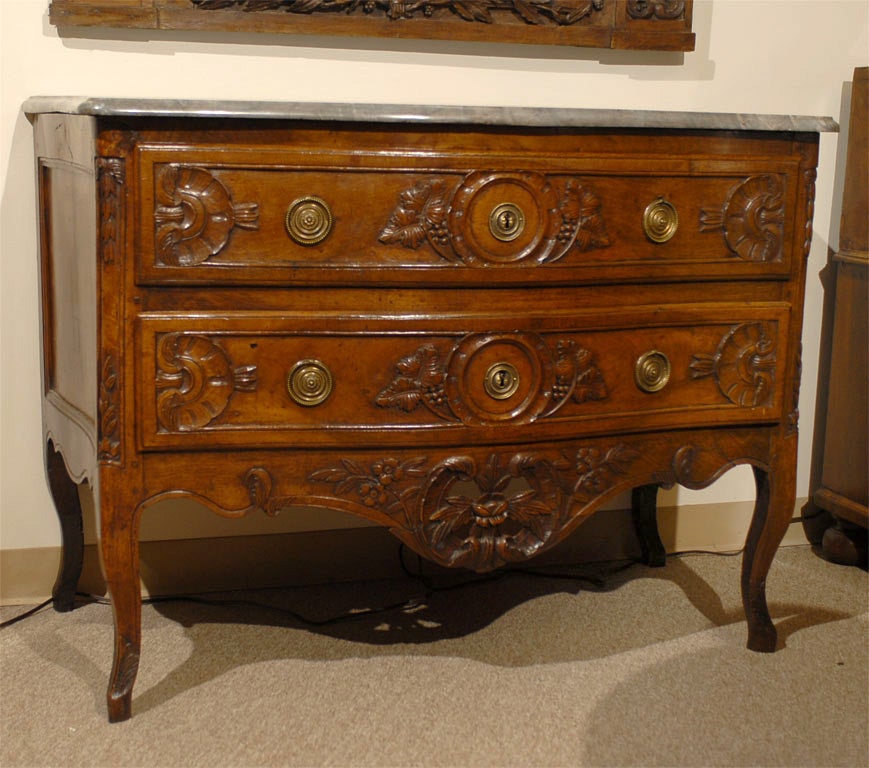 French Louis XV Period Serpentine Commode in Walnut, France ca. 1750 For Sale