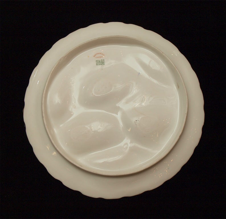 Hand-Painted Antique Limoges Oyster Plate
