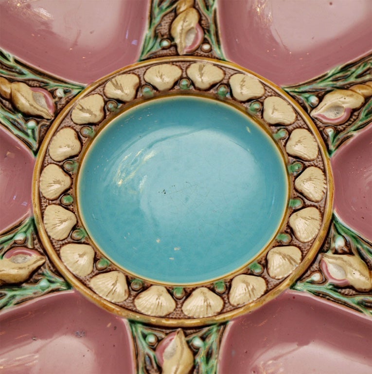 Majolica Antique English Mintons Oyster Plate