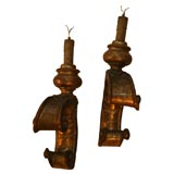 Antique Oair of Italian Carved and Gilt Wood Sconces