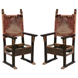 Pair of Italian Walnut Arm Chairs