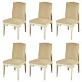 Set of Six Mid-Century Faux Parchment Dining Chairs 6