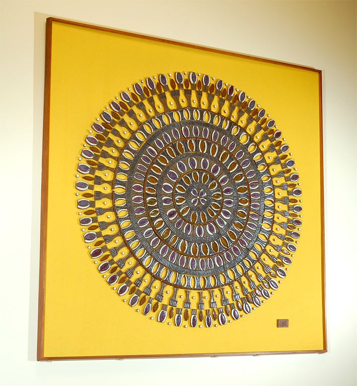 "Jeweled Brilliant Sun" studio stoneware mural by Raul Coronel