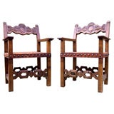 Pair of Carved Walnut Spanish Chairs