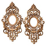 Pair of Gilt Wood Mirrored Italian Sconces