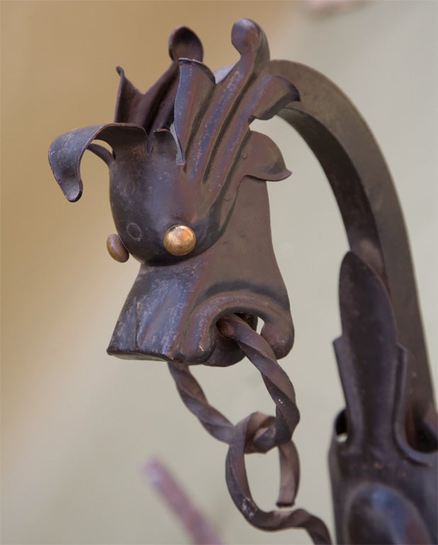 Wrought Iron Dragon Andirons 1