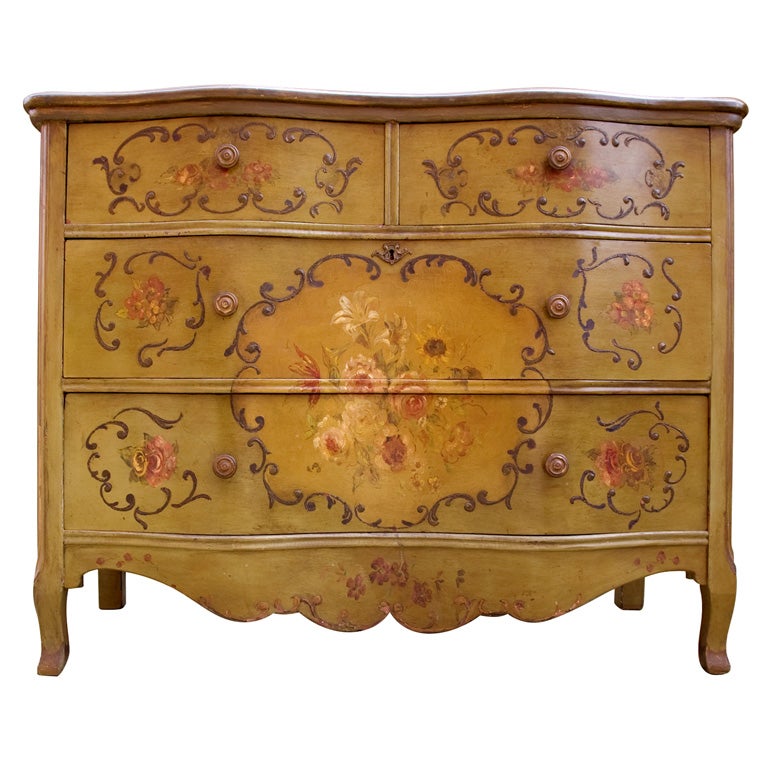 Italian Chest of Drawers with Hand Painted Roses/Floral Design