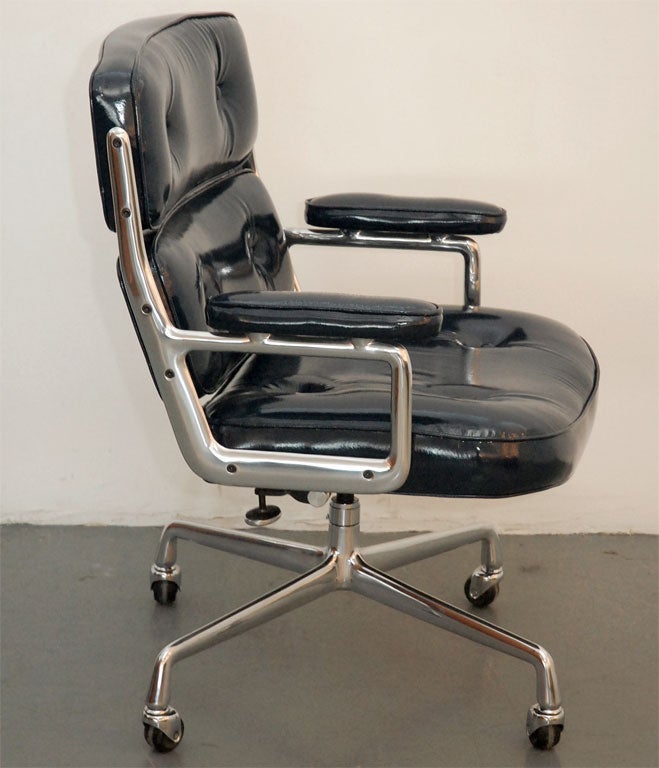 20th Century Navy Patent Leather Time Life Chair