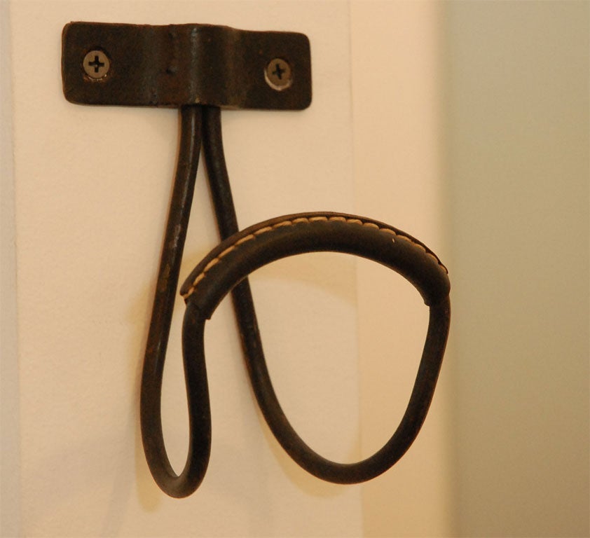 Leather Jacques Adnet Hooks