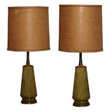 Green Glazed Pottery Lamps