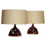 Oxblood and Blue Studio Pottery Lamps
