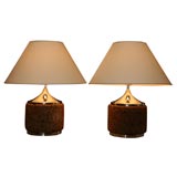 Cork and Chrome Table Lamps