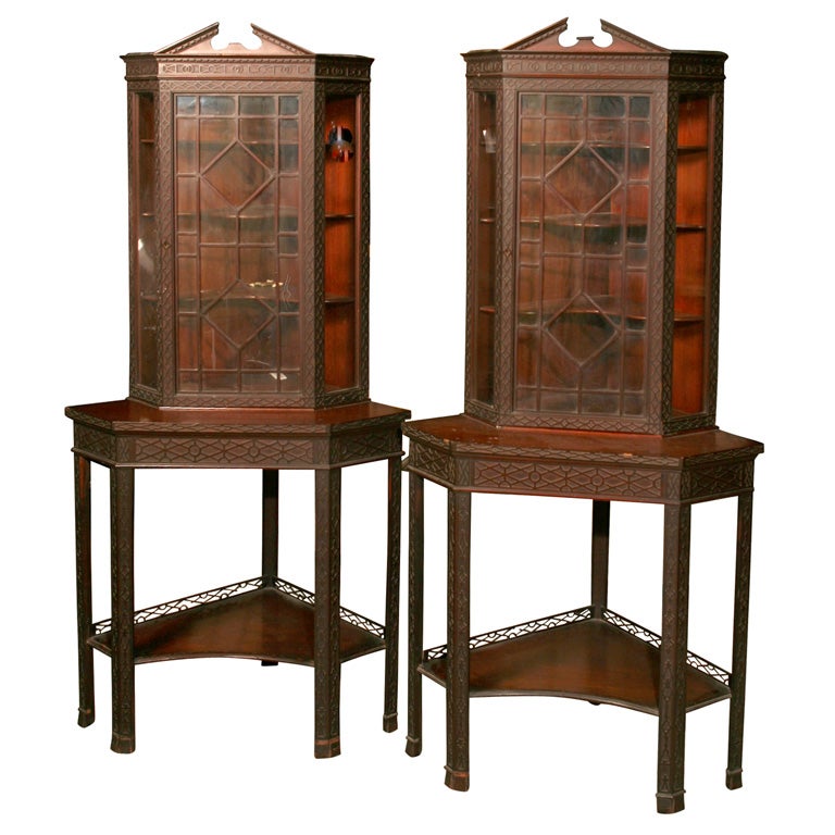 Pair of Corner Display For Sale at 1stdibs