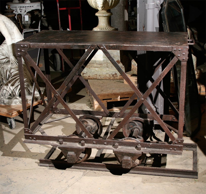 French industrial cart on track