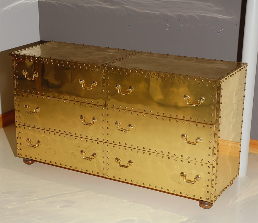 Spanish Six-Drawer Brass Dresser By Sarreid
