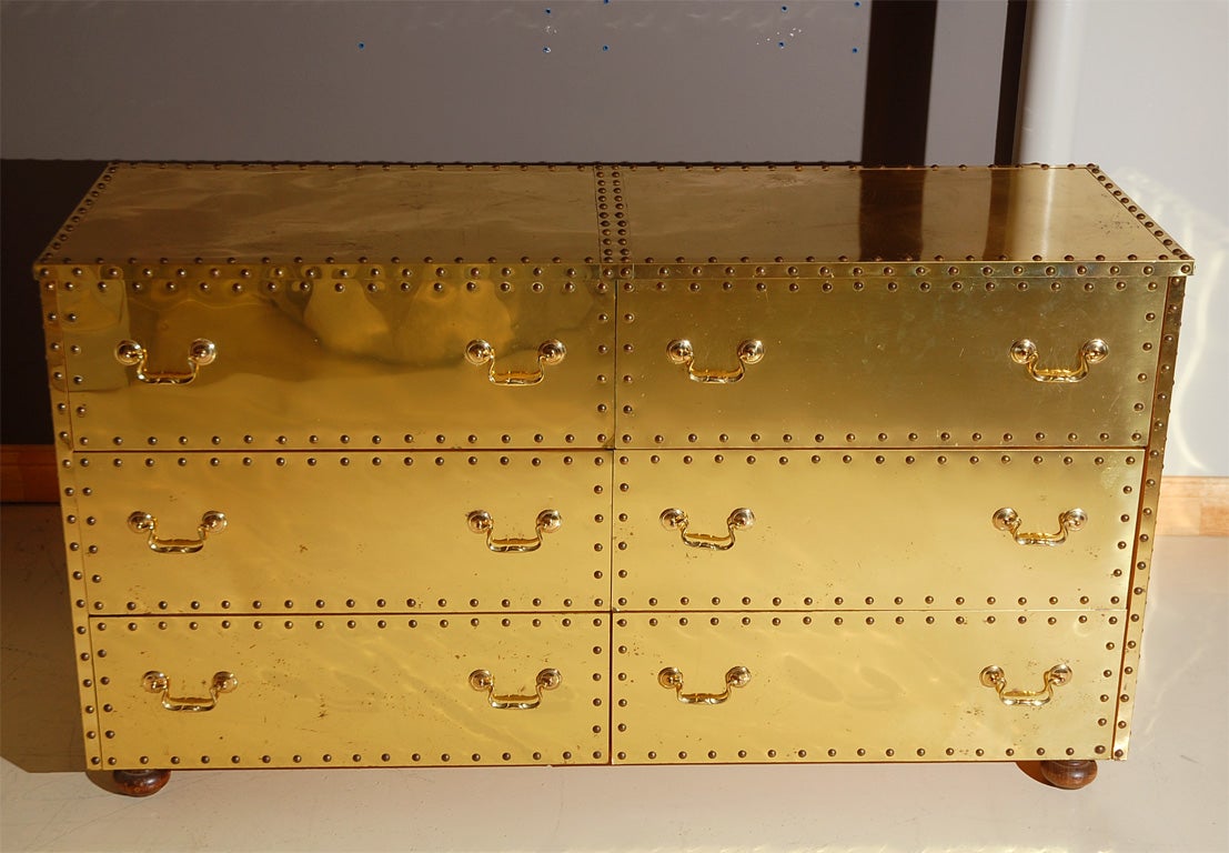 Late 20th Century Six-Drawer Brass Dresser By Sarreid