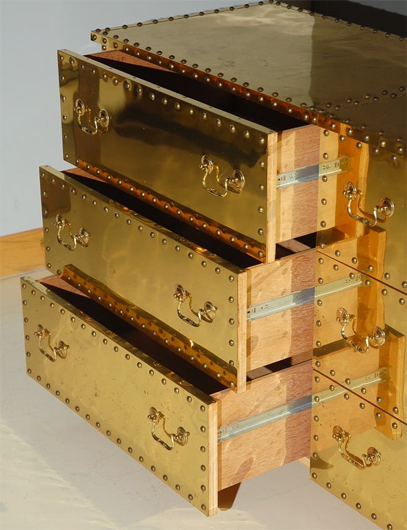 Six-Drawer Brass Dresser By Sarreid 4