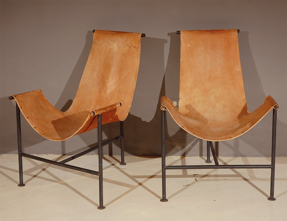 American Pair Of Leather Sling Chairs