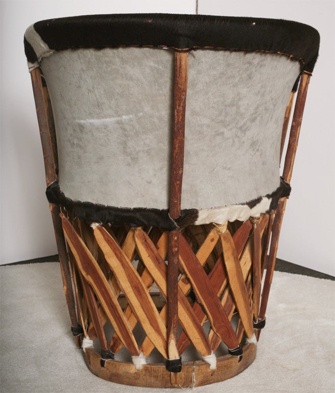 Late 20th Century Pair of Cow Hide Barrel Chairs Equipales