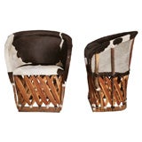 Pair of Cow Hide Barrel Chairs Equipales