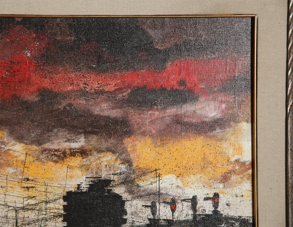 Mid-20th Century Original oil painting by Piero Cruciani For Sale