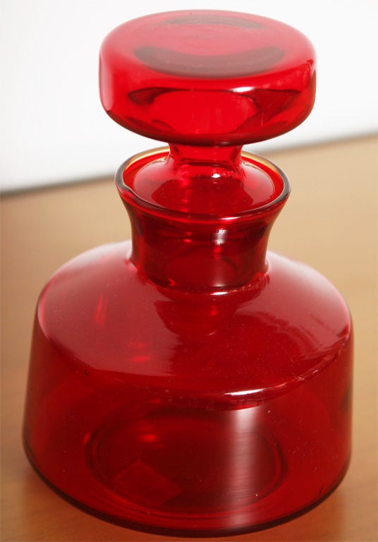 American Ruby Red Modernist glass bottle