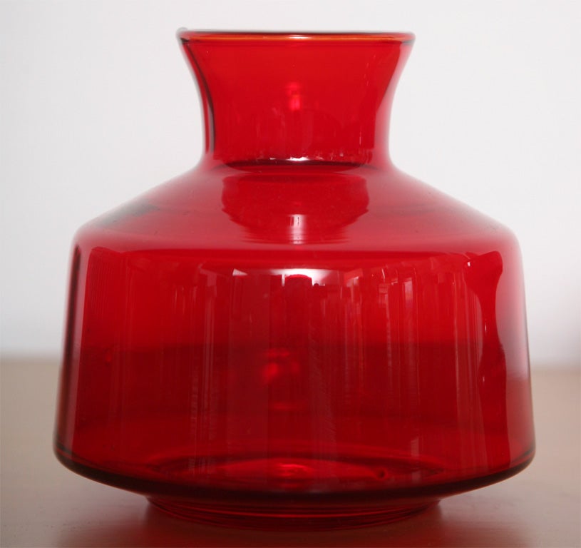 Ruby Red Modernist glass bottle 1