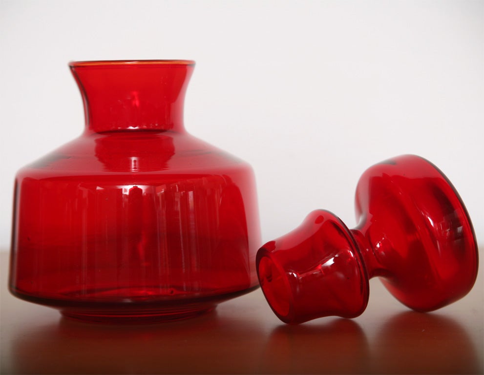 Ruby Red Modernist glass bottle 2