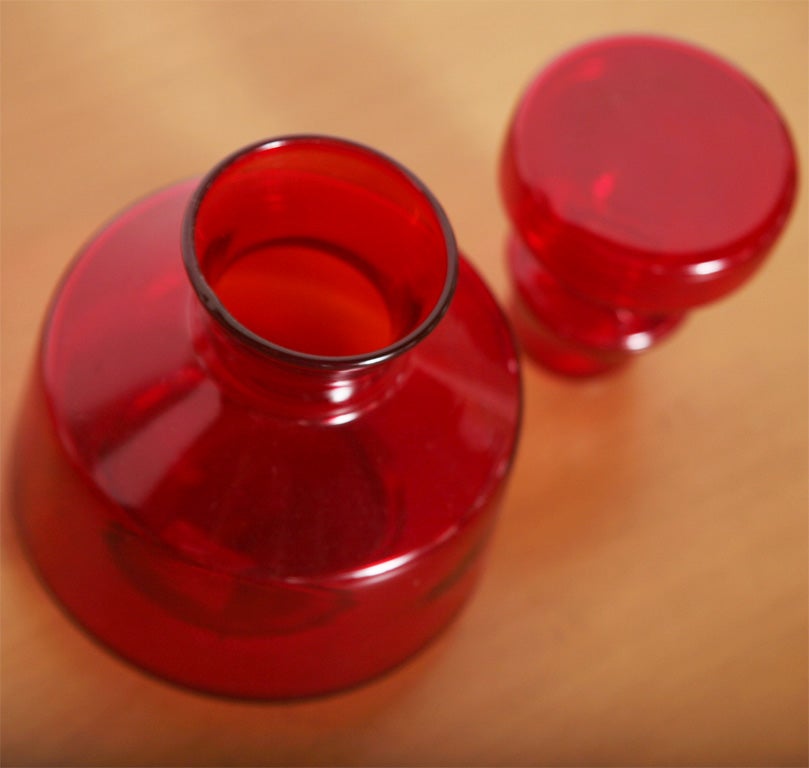 Ruby Red Modernist glass bottle 3